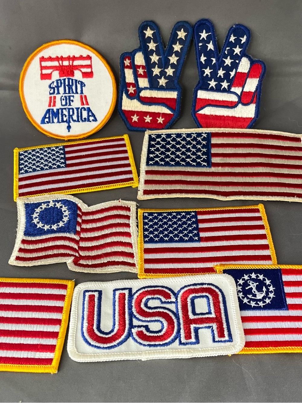 Assorted USA Patriotic Iron-On Patches - Red White Blue